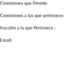 Comisiones que Preside Comisiones a las que pertenece: fracción a la que Pertenece : Email: 